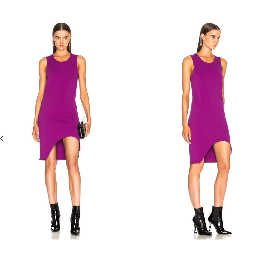Helmut Lang Purple Sleeveless High Low Tulip Hem Sheath Dress S Designer